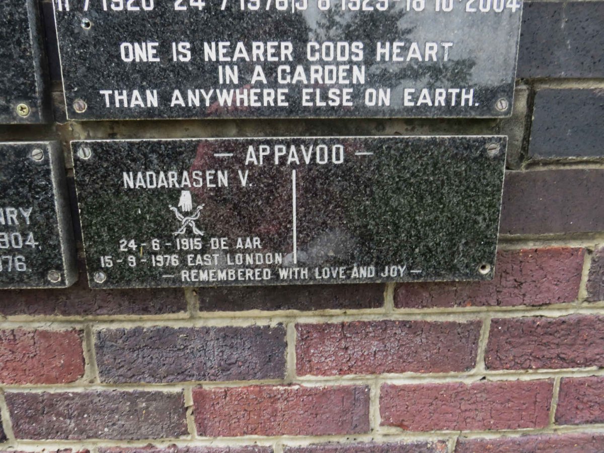 APPAVOO Nadarasen V. 1915-1976