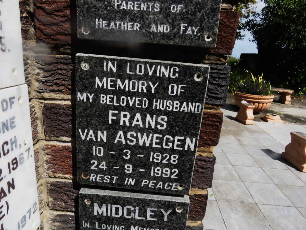 ASWEGEN Frans, van 1928-1992