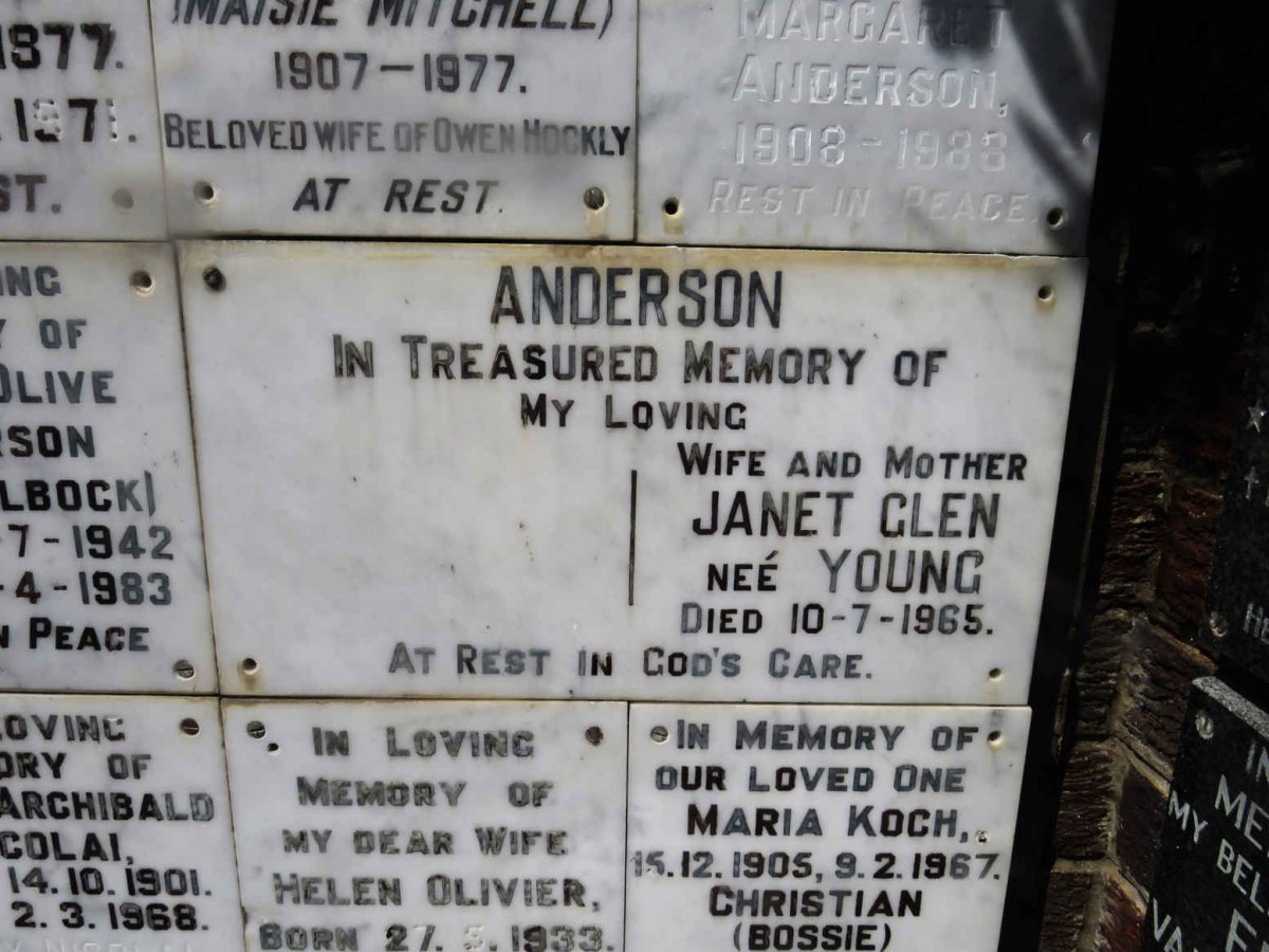 ANDERSON Janet Glen nee YOUNG -1965