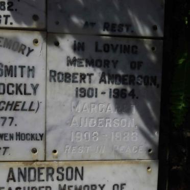 ANDERSON Robert 1901-1964 &amp; Margaret 1908-1988