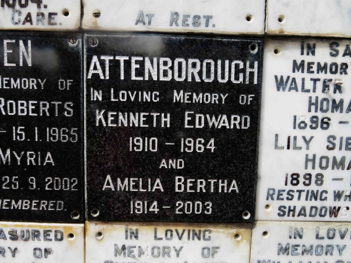 ATTENBOROUGH Kenneth Edward 1910-1964 &amp; Amelia Bertha 1914-2003