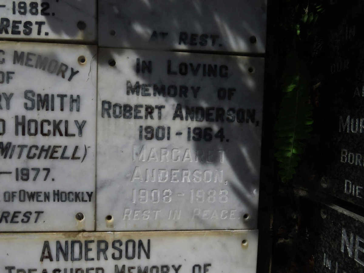ANDERSON Robert 1901-1964 &amp; Margaret 1908-1988