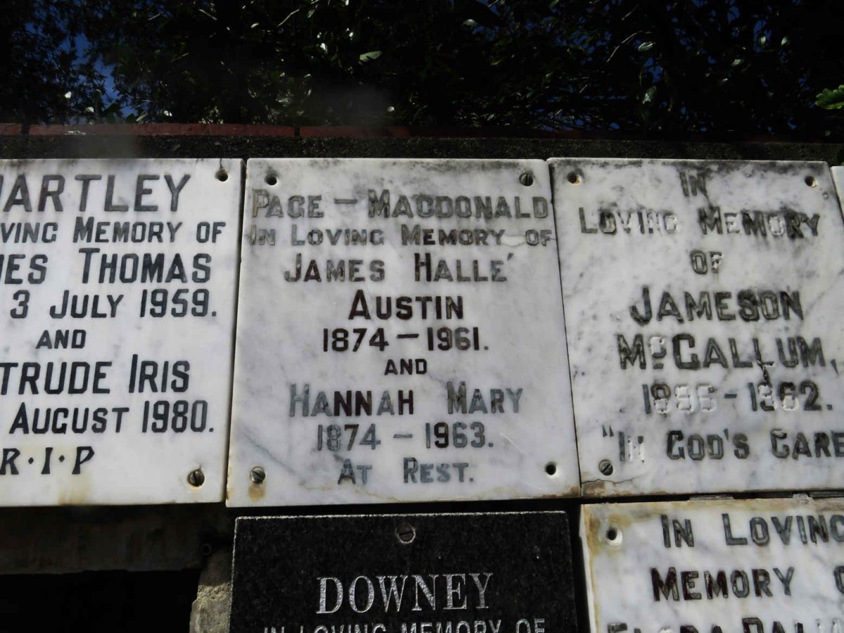 AUSTIN James Halle 1874-1961 &amp; Hannah Mary 1874-1963