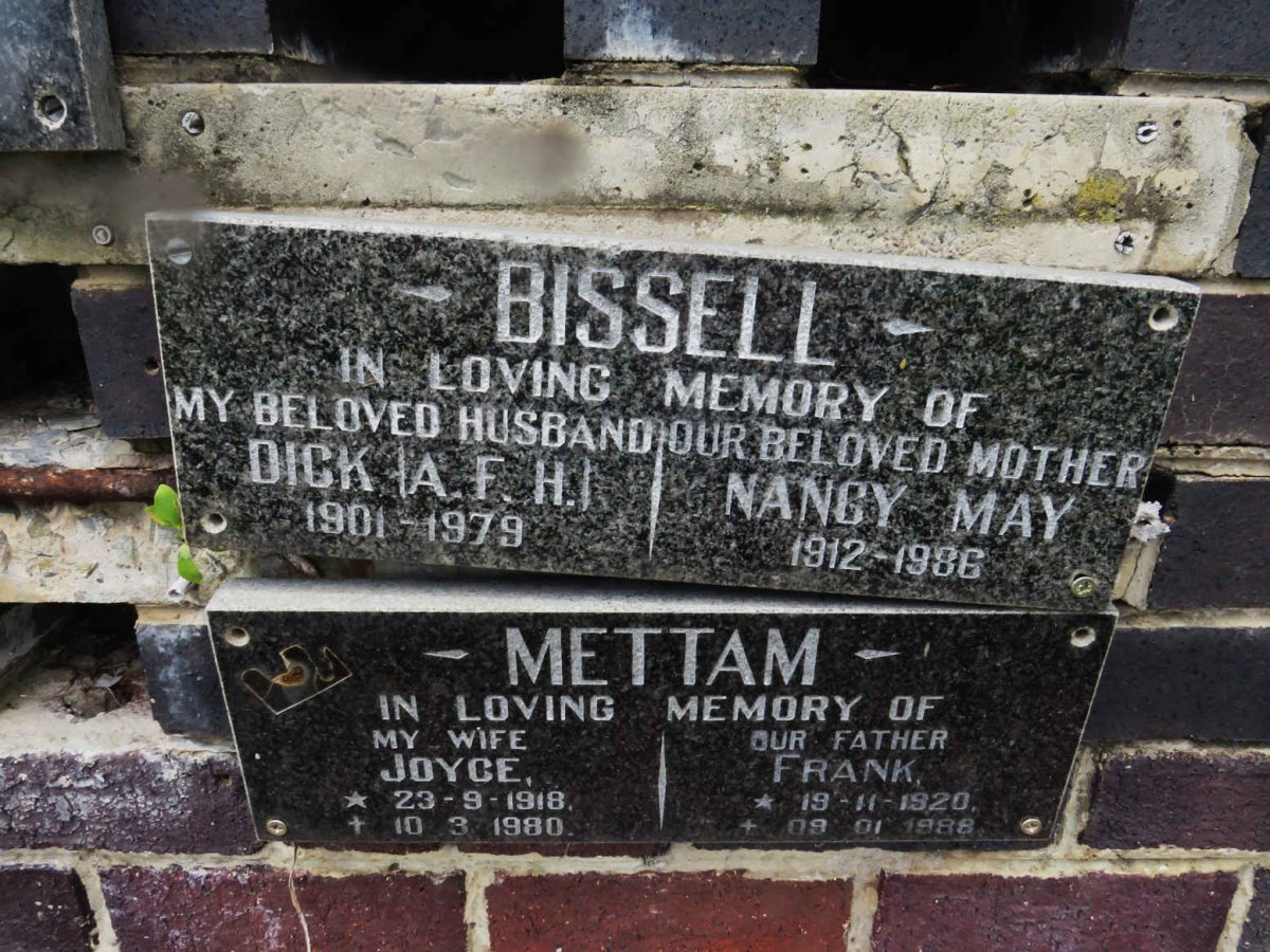 BISSELL A.F.H. 1901-1979 &amp; Nancy May 1912-1986