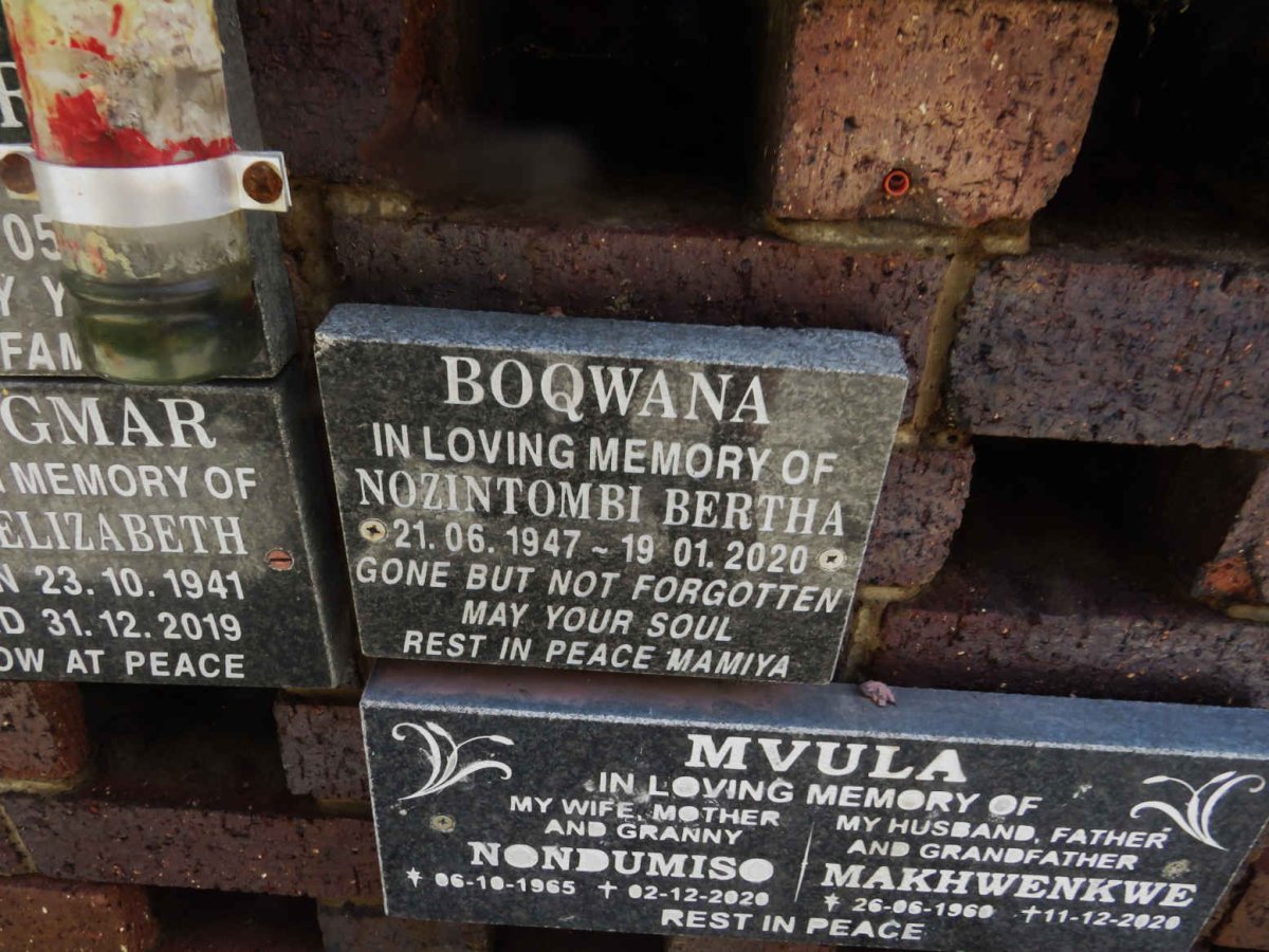 BOQWANA Nozintombi Bertha 1947-2020