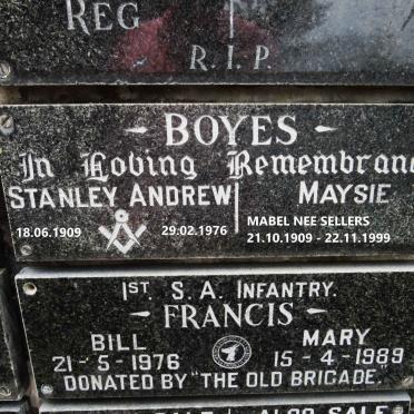 BOYES Stanley Andrew 1909-1976 &amp; Maysie Mabel SELLERS 1909-1999