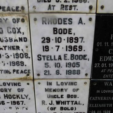 BODE Rhodes A. 1897-1969 &amp; Stella E. 1905-1988