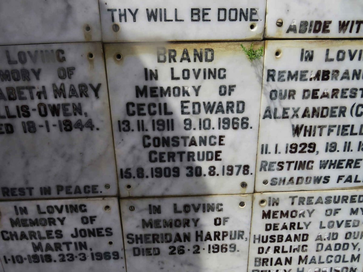 BRAND Cecil Edward 1911-1966 &amp; Constance Gertrude 1909-1978