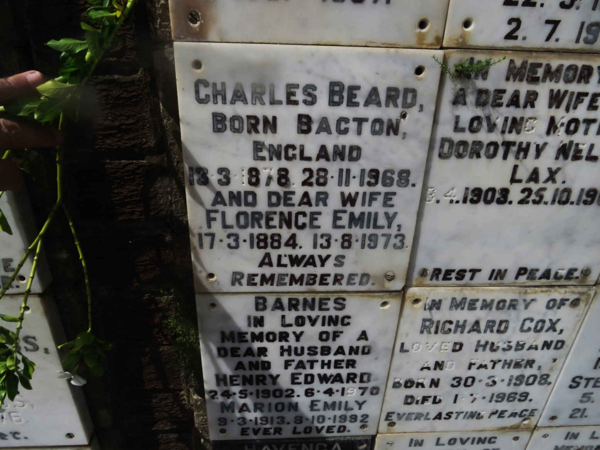 BEARD Charles 1878-1968 &amp; Florence Emily 1884-1973