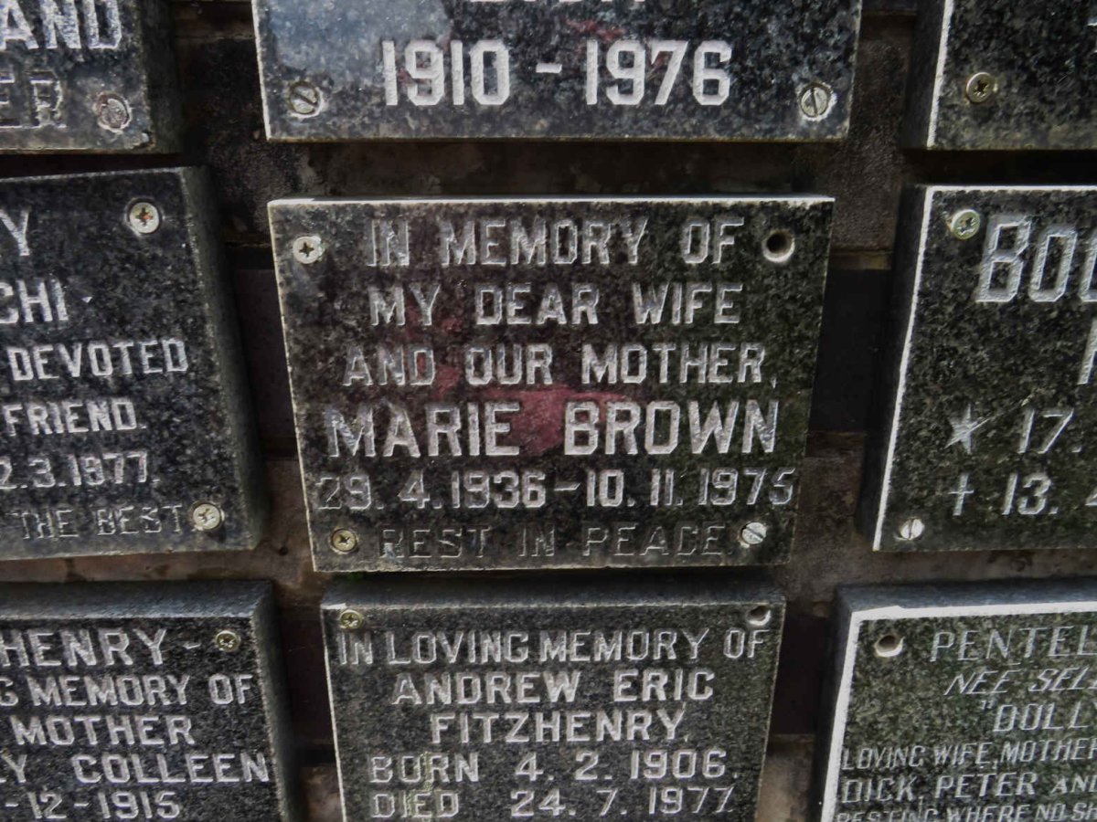 BROWN Marie 1936-1975
