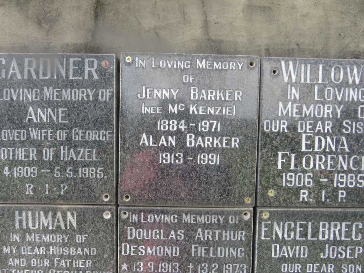 BARKER Jenny nee MCKENZIE 1884-1971 :: BARKER Alan 1913-1991