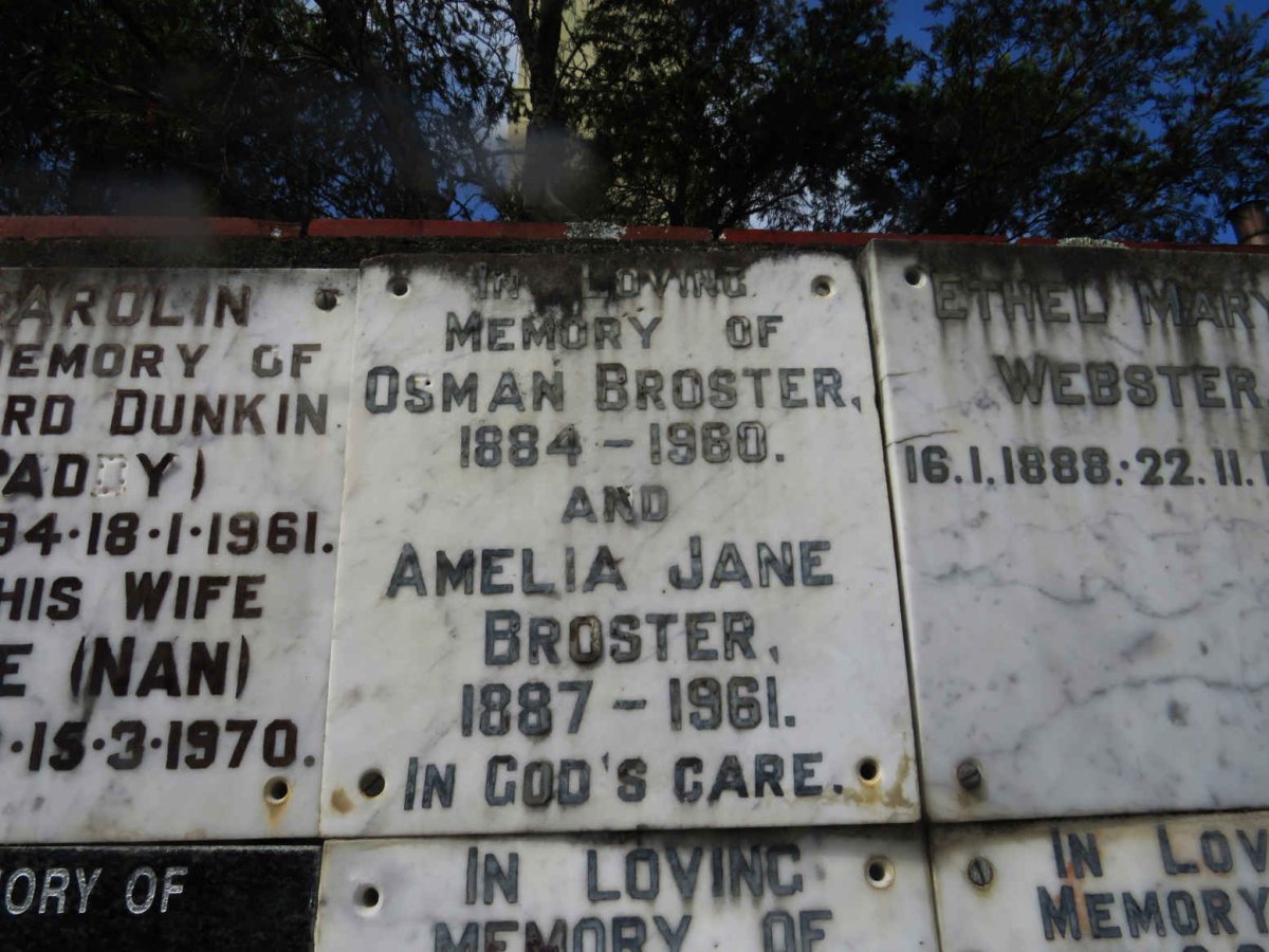 BROSTER Osman 1884-1960 &amp; Amelia Jane 1887-1961