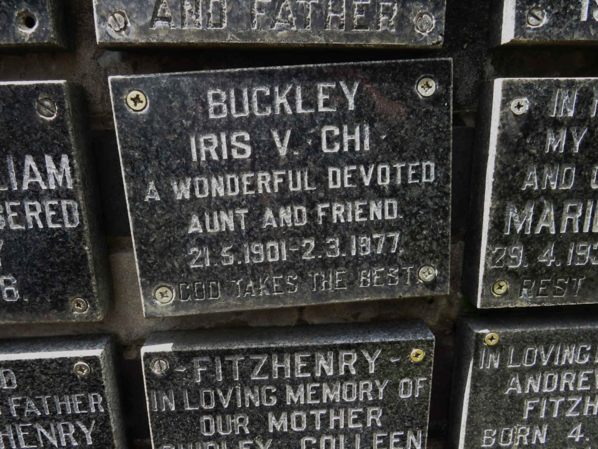 BUCKLEY Iris V. Chi 1901-1977