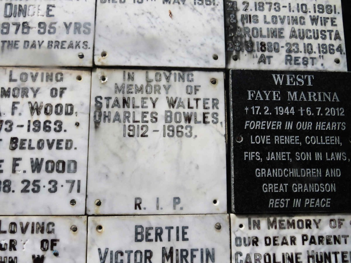BOWLES Stanley Walter Charles 1912-1963
