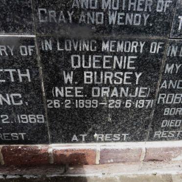 BURSEY Queenie W. nee ORANJE 1899-1971