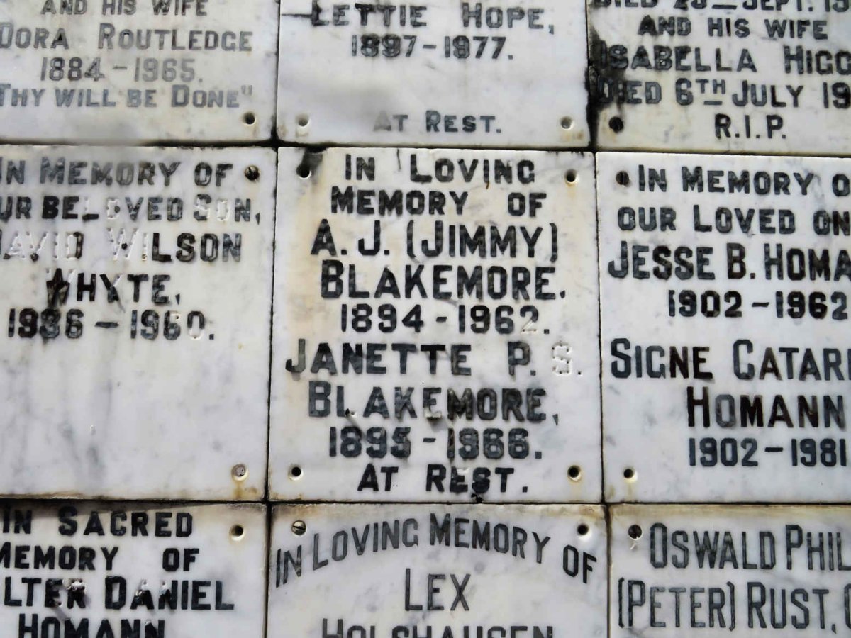BLAKEMORE A.J. 1894-1962 &amp; Janette P.S. 1895-1966