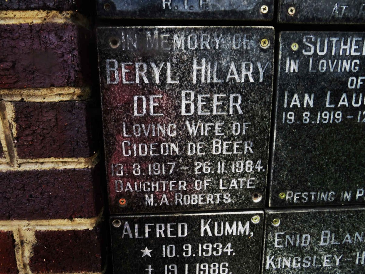 BEER Beryl Hilary, de 1917-1984