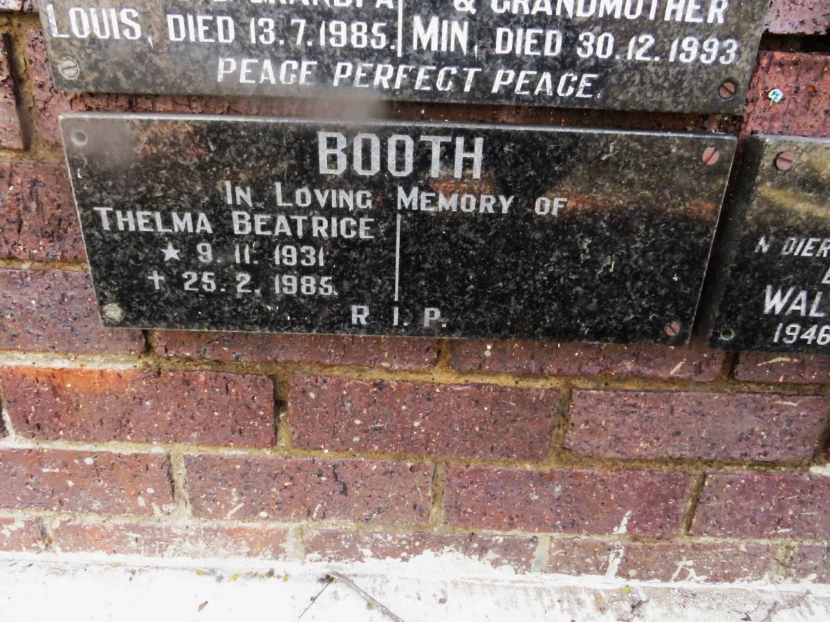 BOOTH Thelma Beatrice 1931-1985