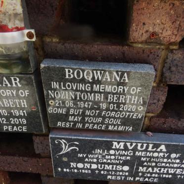 BOQWANA Nozintombi Bertha 1947-2020