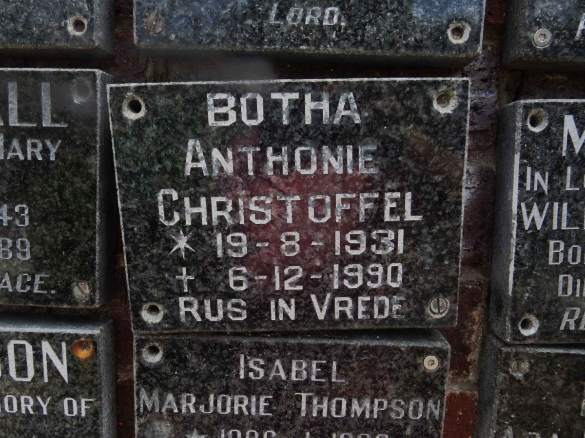 BOTHA Anthonie Christoffel 1931-1990