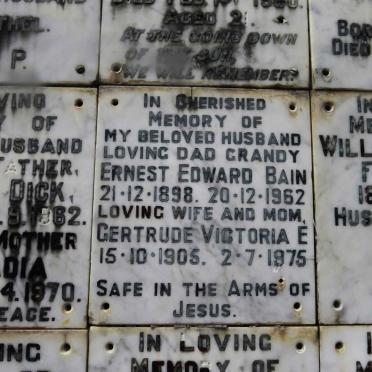 BAIN Ernest Edward 1898-1962 &amp; Gertrude Victoria E. 1905-1975
