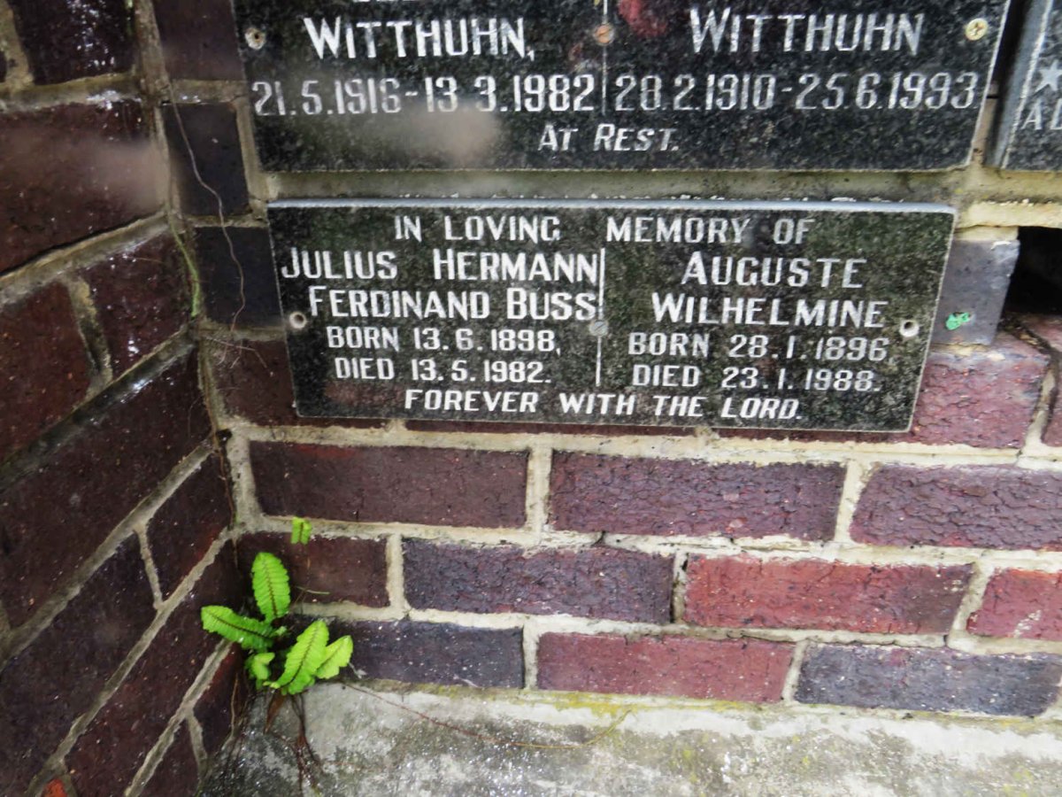 BUSS Julius Hermann Ferdinand 1898-1982 &amp; Auguste Wilhelmine 1896-1988