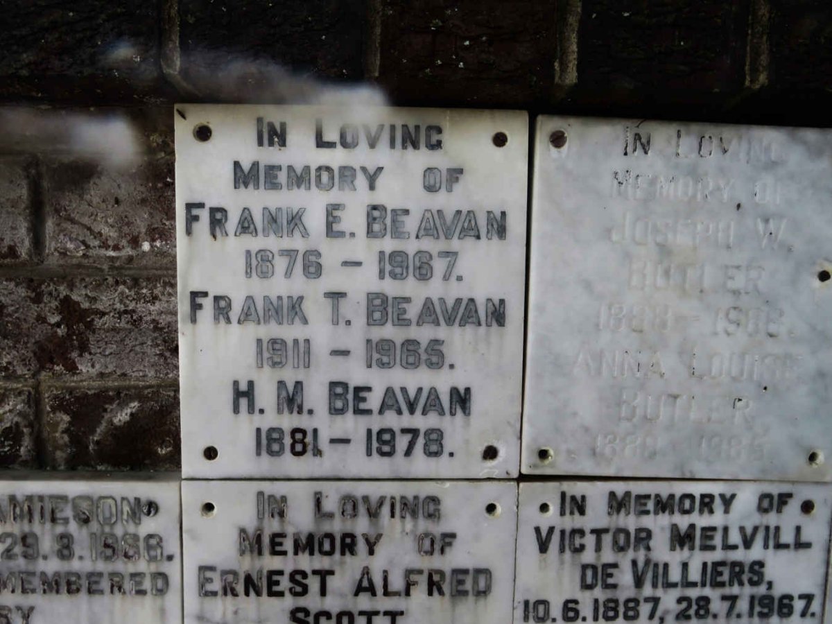 BEAVAN Frank E. 1876-1967 :: BEAVAN H.M. 1881-1978 :: BEAVAN Frank T. 1911-1965