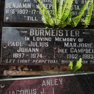 BURMEISTER Paul Julius Johann 1897-1974 &amp; Marjorie CAMPBELL 1902-1983