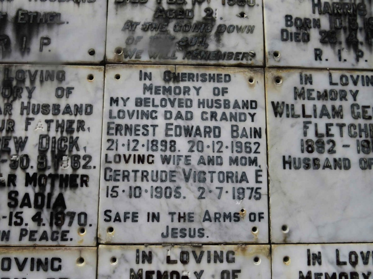 BAIN Ernest Edward 1898-1962 &amp; Gertrude Victoria E. 1905-1975