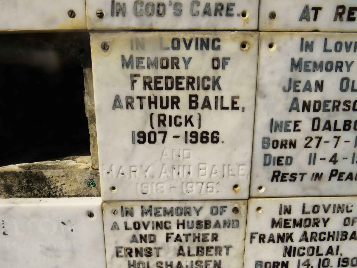 BAILE Frederick Arthur 1907-1966 &amp; Mary Ann 1913-1976