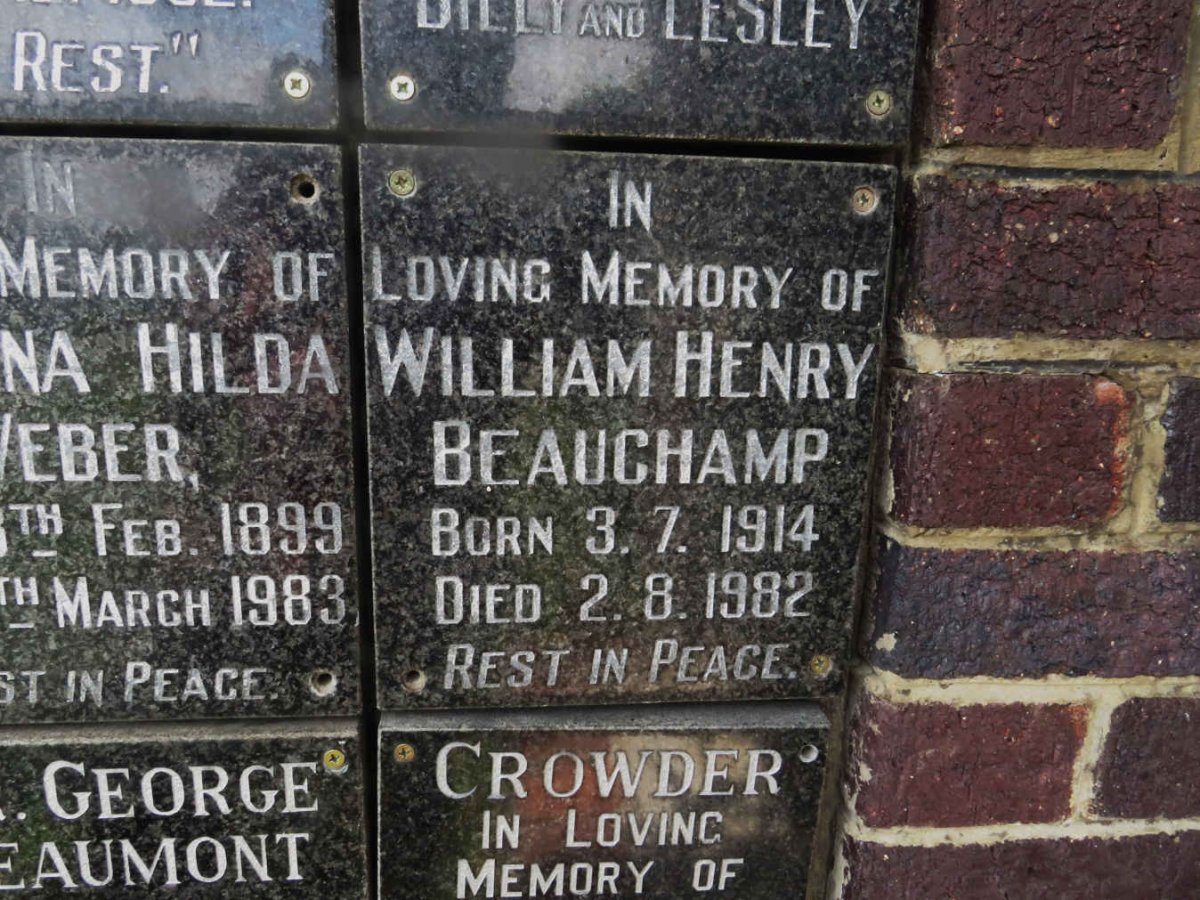 BEAUCHAMP William Henry 1914-1982