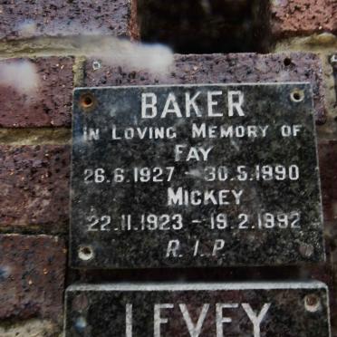 BAKER Mickey 1923-1992 &amp; Fay 1927-1990