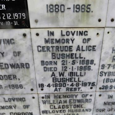BUSHELL A.W. 1890-1975 &amp; Gertrude Alice 1888-1966
