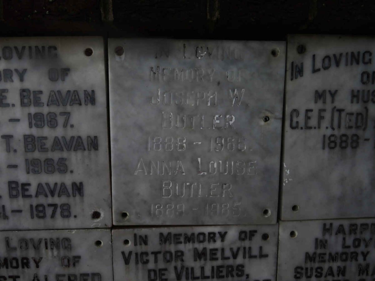 BUTLER Joseph W. 1888-1966 &amp; Anna Louise 1889-1985
