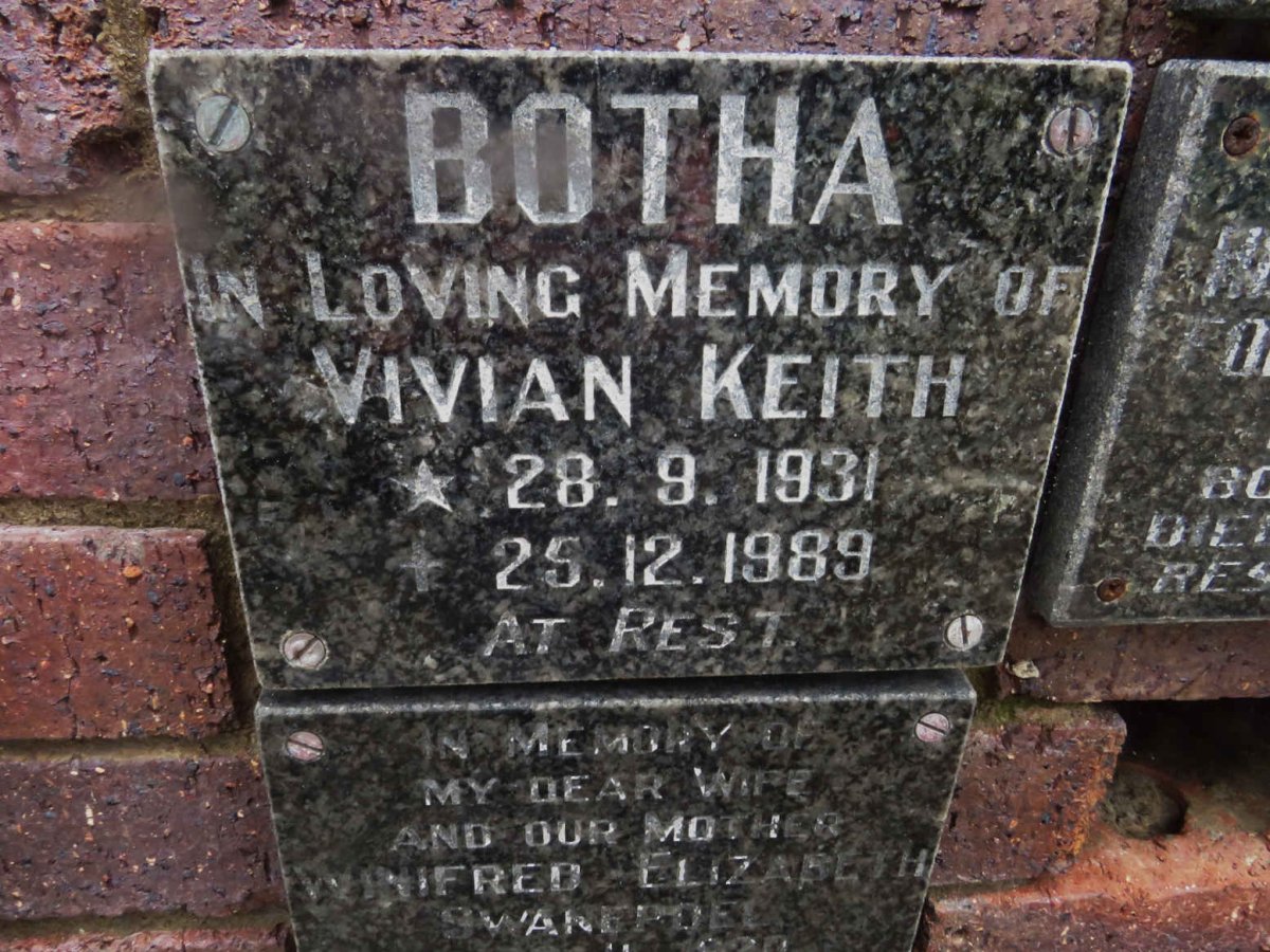 BOTHA Vivian Keith 1931-1989