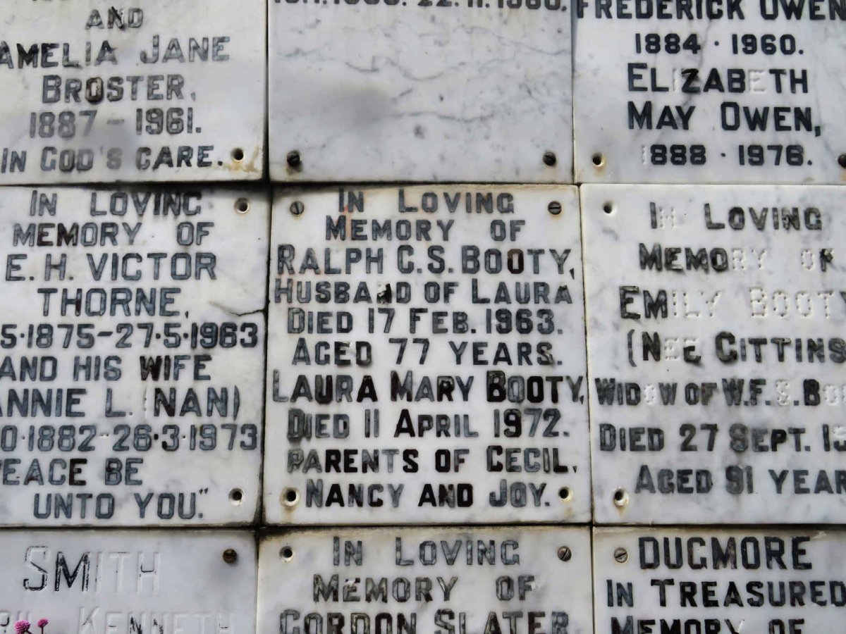 BOOTY Ralph C.S. -1963 &amp; Laura Mary -1972
