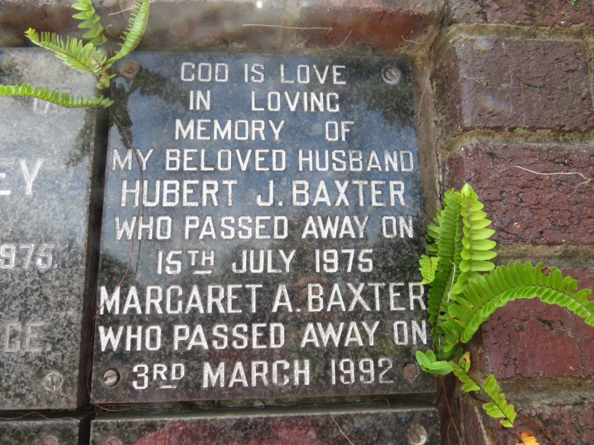 BAXTER Hubert J. -1975 &amp; Margaret A. -1992