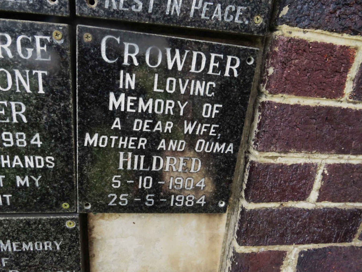 CROWDER Hildred 1904-1984