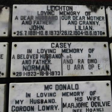 CASEY Norman 1923-1973 &amp; Susara Cornelia 1930-1983