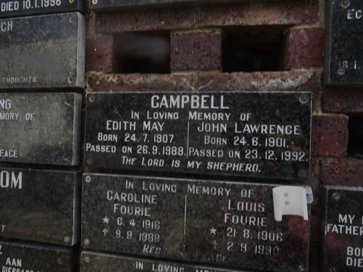 CAMPBELL John Lawrence 1901-1992 &amp; Edith May 1907-1988