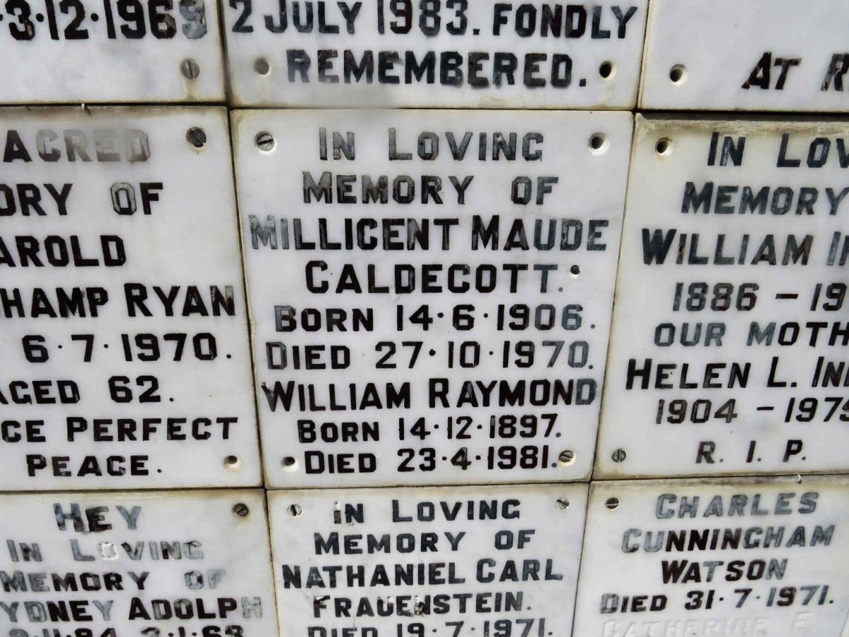 CALDECOTT William Raymond 1897-1981 &amp; Millicent Maude 1906-1970