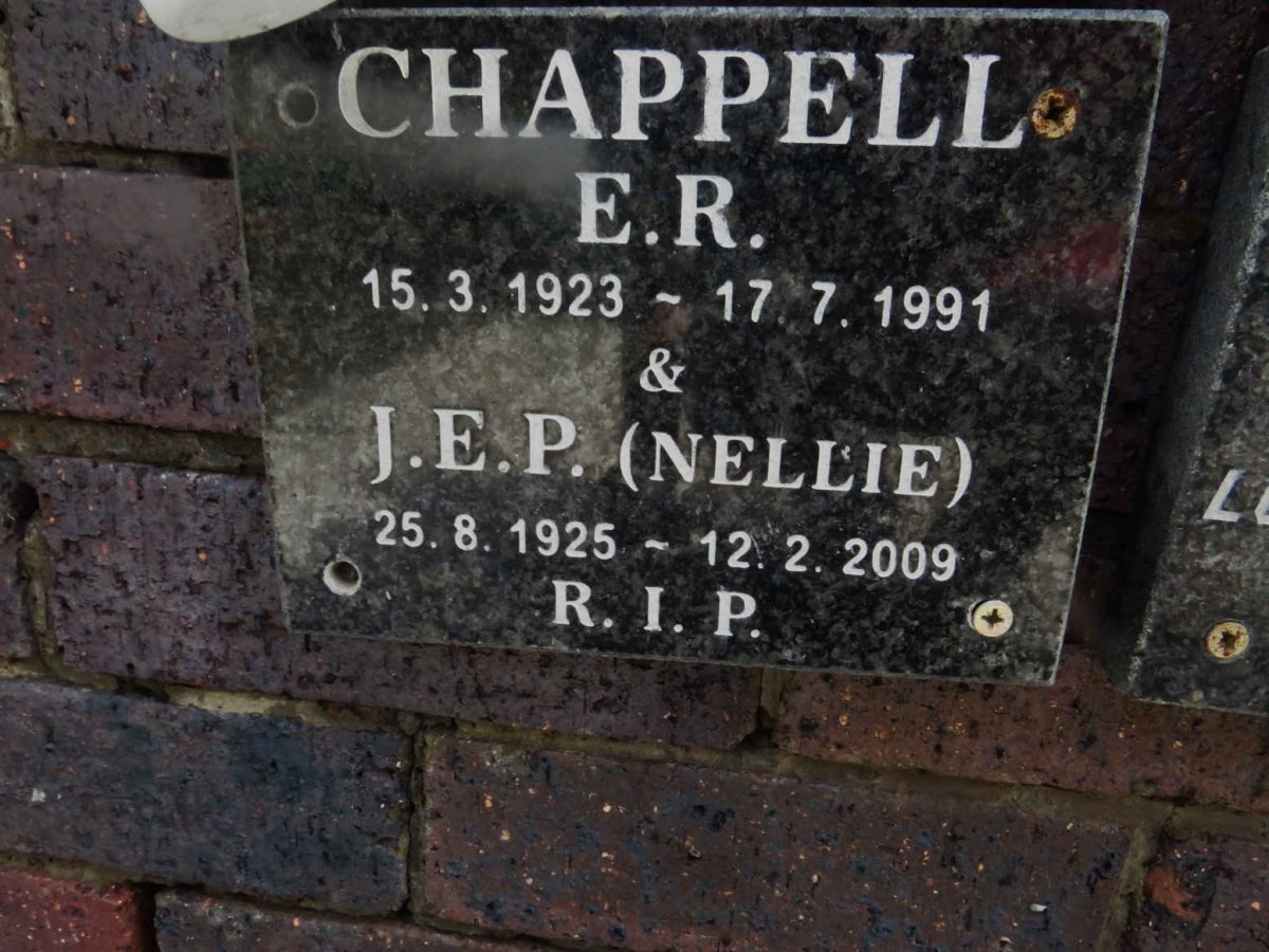 CHAPPELL E.R. 1923-1991 &amp; J.E.P. 1925-2009