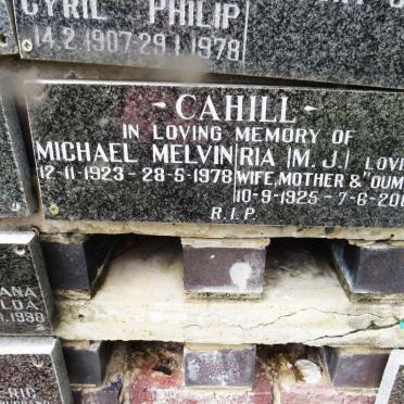 CAHILL Michael Melvin 1923-1978 &amp; M.J. 1925-2003