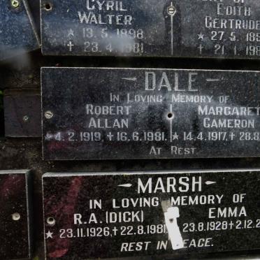 DALE Robert Allan 1919-1981 &amp; Margaret Cameron 1917-1980