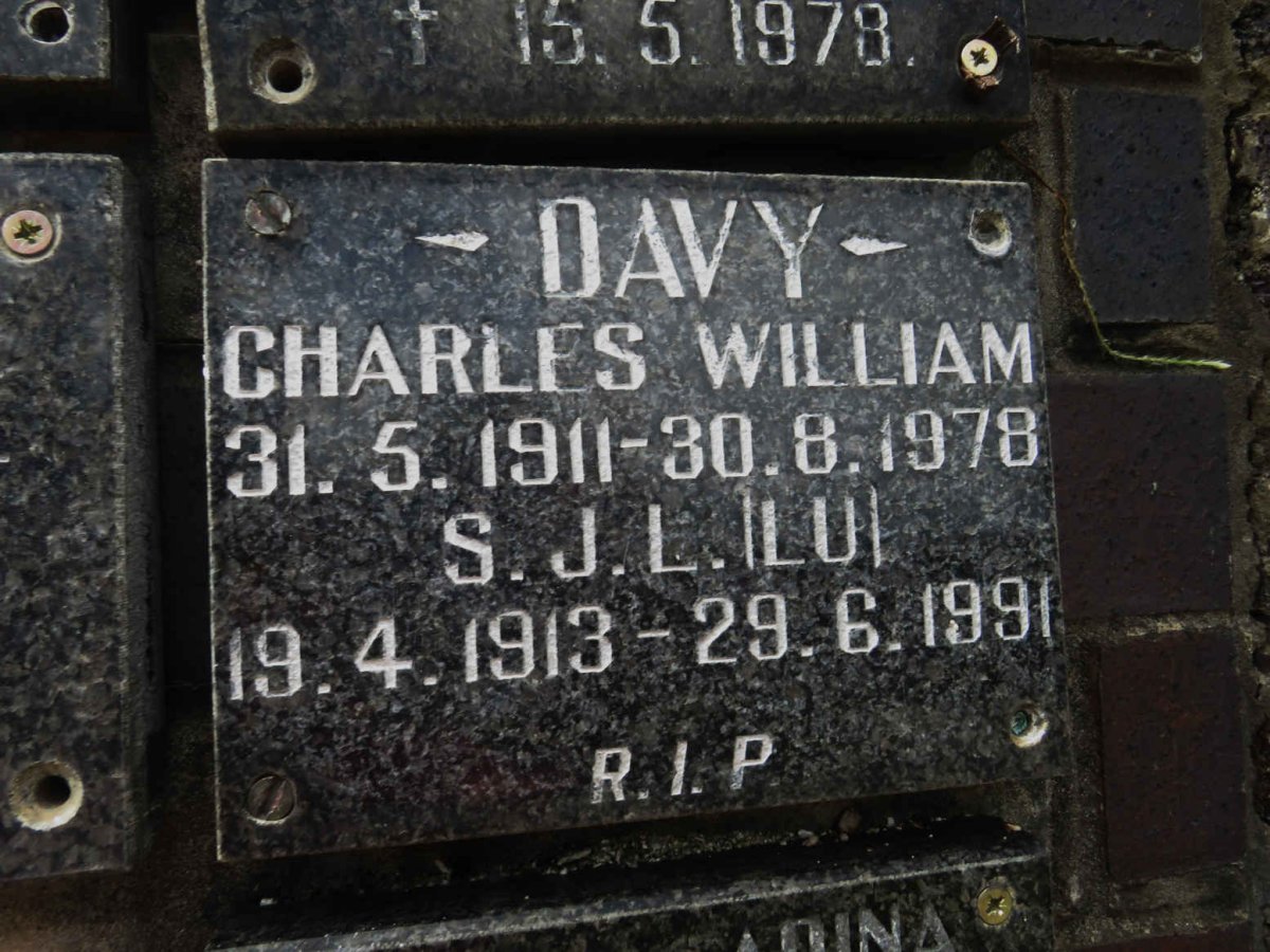 DAVY Charles William 1911-1978 &amp; S.J.L. 1913-1991
