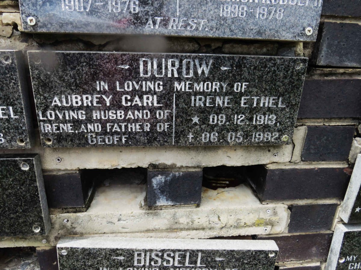 DUROW Aubrey Carl &amp; Irene Ethel 1913-1992