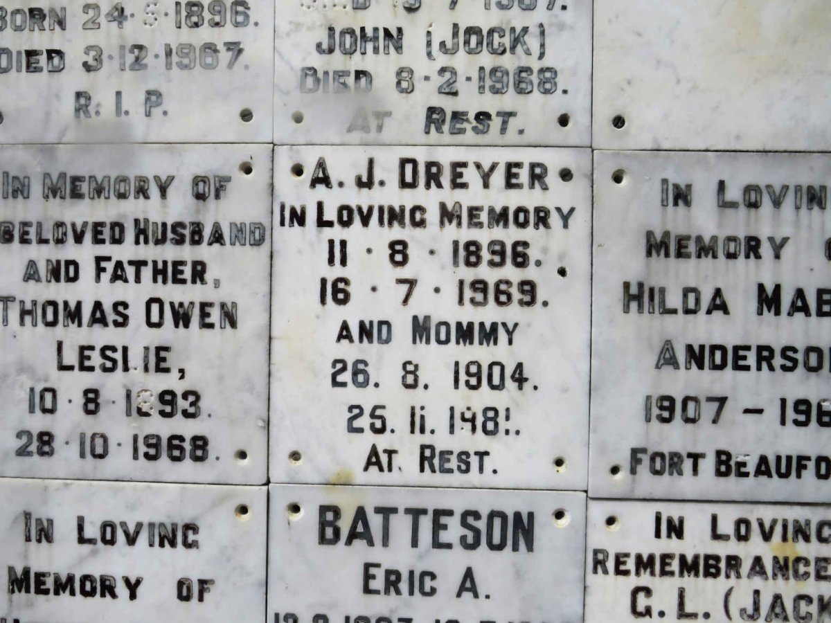 DREYER A.J. 1896-1969 &amp; ? 1904-1981