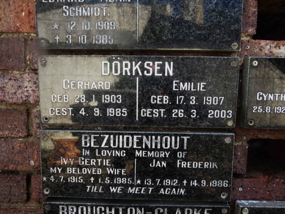 DORKSEN Gerhard 1903-1985 &amp; Emilie 1907-2003