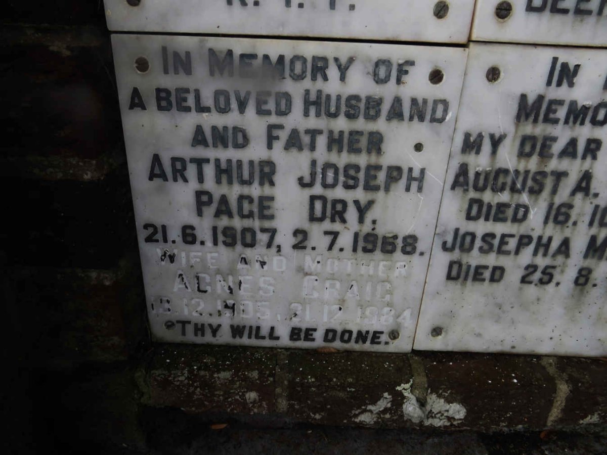 DRY Arthur Joseph Page 1907-1968
