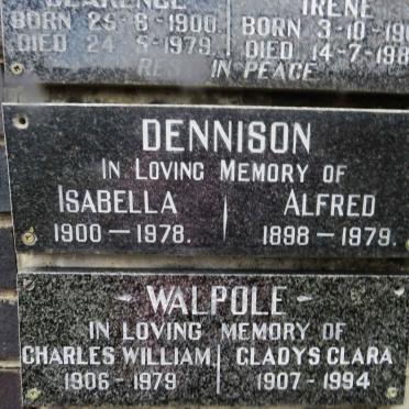 DENNISON Alfred 1898-1979 &amp; Isabella 1900-1978